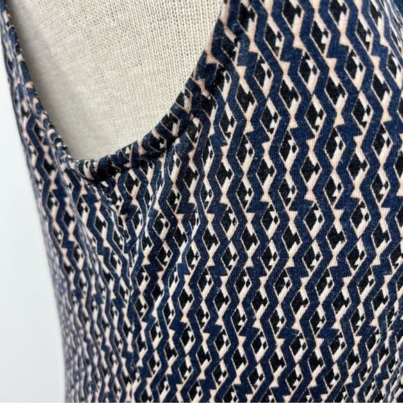 FRAGILE Antwerp Navy Diamond Pattern Faux Front Wrap Dress Dress Size L (318) - Picture 6 of 9